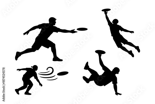 Dynamic frisbee silhouettes: sports action and movement