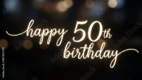 Soft Shimmer Effect Text Happy 50th Birthday for Elegant Designs