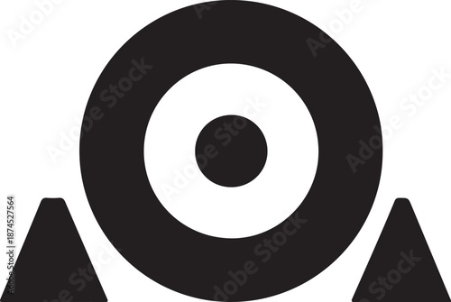 Wheel chocks icon in silhouette white background.