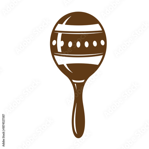 Brown maraca instrument icon isolated on white background for music and dance themes