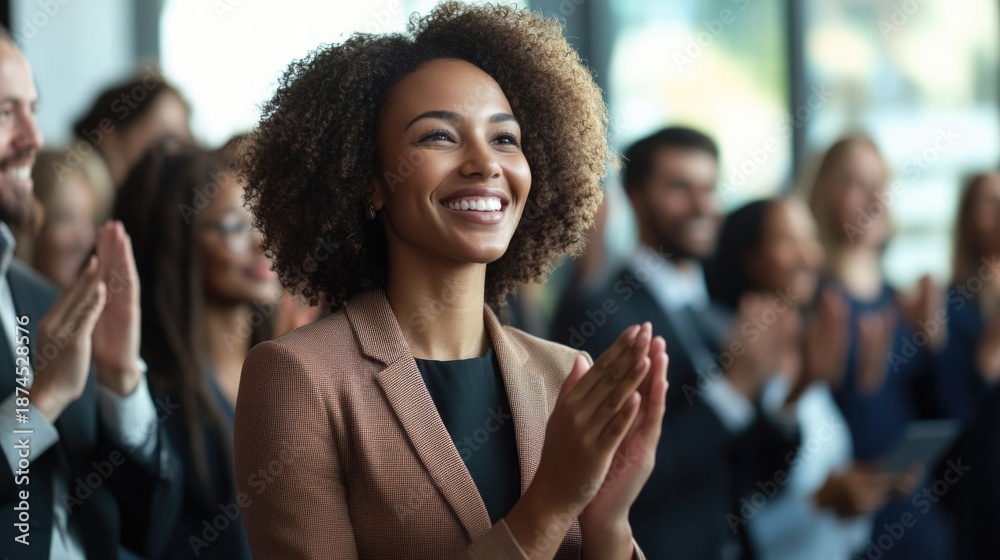 custom made wallpaper toronto digitalDiverse group of business professionals applauding and celebrating a woman in a corporate setting 