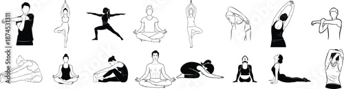 Yoga poses for flexibility and balance illustration