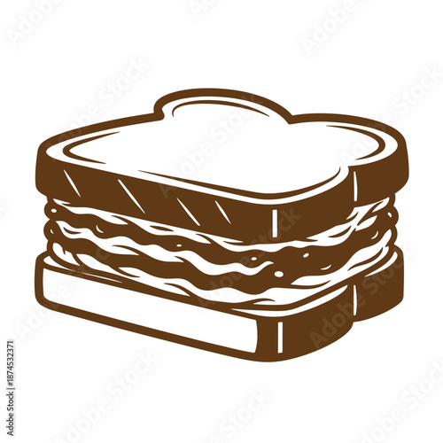 Brown toasted bread slice isolated on transparent background