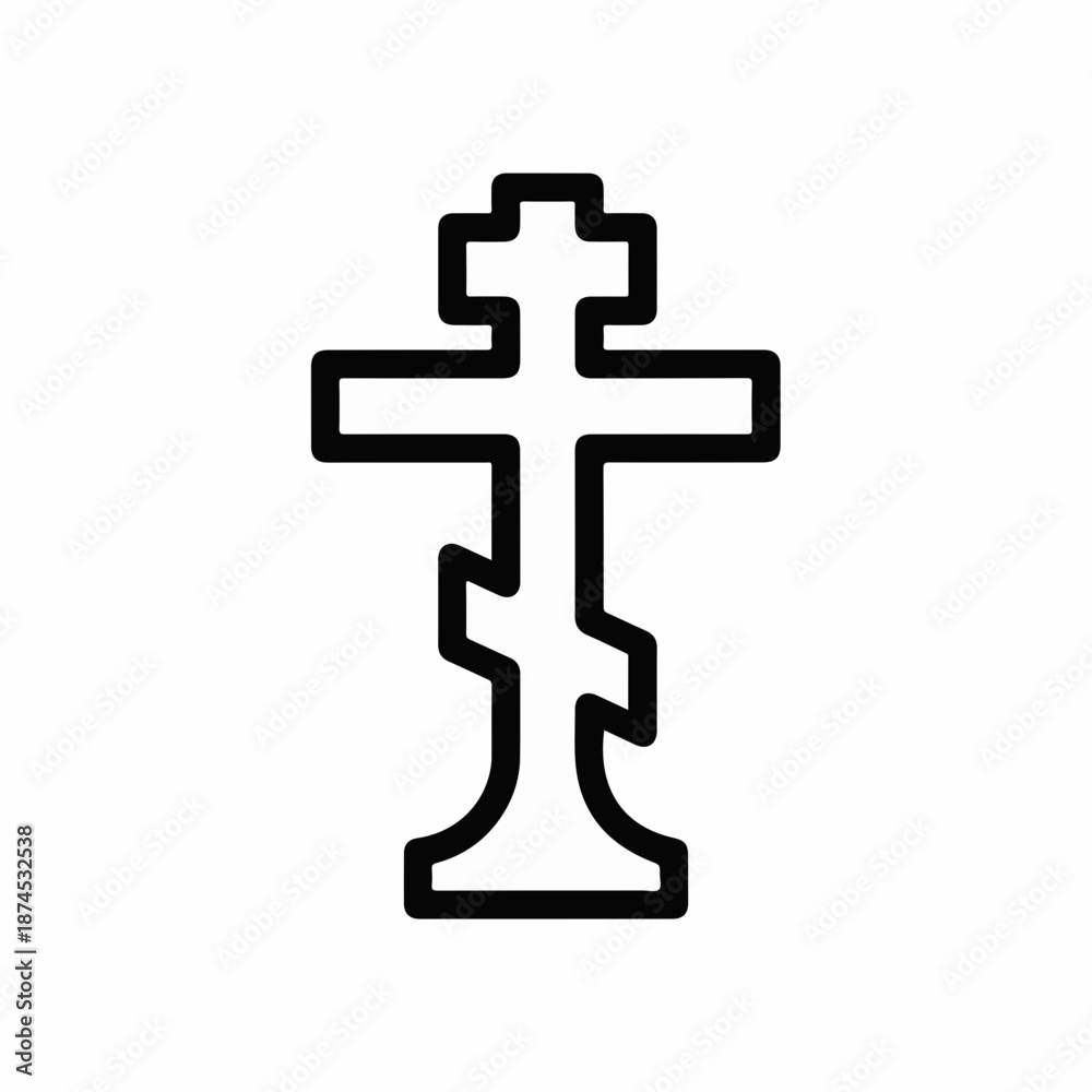 Obraz premium Orthodox cross symbol in simple black outline for religious use