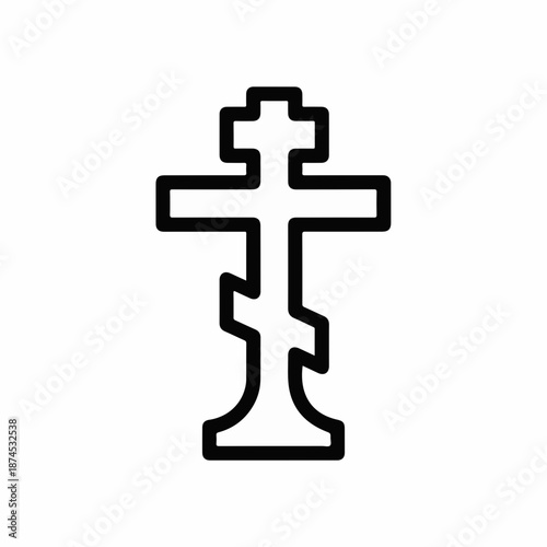 Orthodox cross symbol in simple black outline for religious use