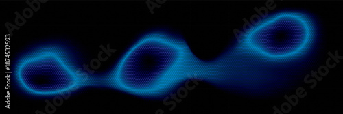 Abstract blue and black color technology background with halftone effect and glowing light. Vector illustration.