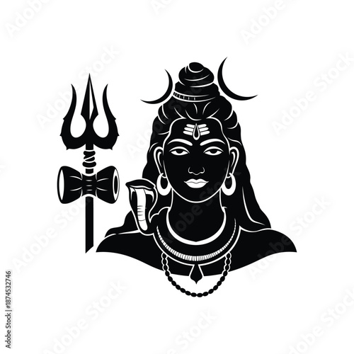Lord Shiva major Hindu god spiritual silhouette vector illustration