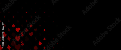 Dark Silver, Gray vector pattern with symbol of cards. Colorful gradient with signs of hearts, spades, clubs, diamonds. Pattern for leaflets of poker games, events.