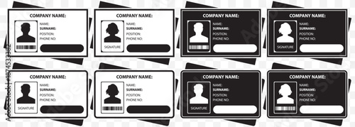 Identity Card Personal Identification Vector. id card icon set, employee badge identification, business identity design, profile document vector illustration on transparent background. EPS 10.