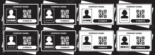 ID Card icon set. ID Card icon collection. Driver's license Identification card icon symbol. ID Badge Symbol. Identity sign. Vector illustration on black Background. EPS 10.