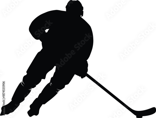Dynamic hockey player in action pose showcasing athletic skill a striking silhouette