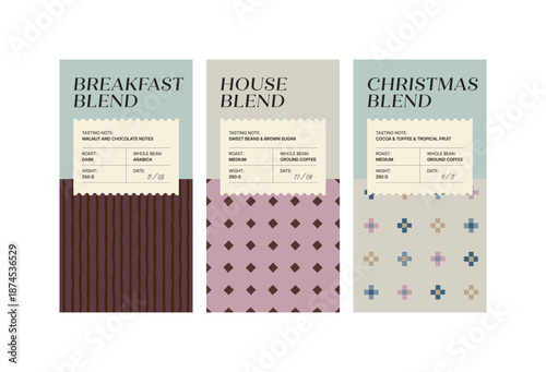 Packaging design for coffee. Vector vintage product label template. Retro package with Coffee branch.