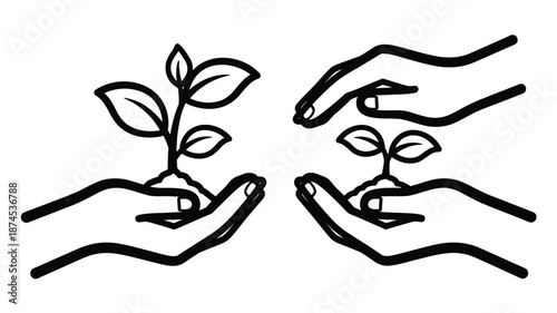 Two hands gently cradling small plants representing growth and care