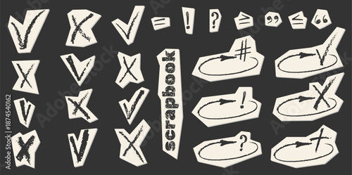 Sketch style checkmarks and hand drawn boxes with tick symbols. Crayon marks, crosses, and doodle icons for creative list illustrations Grunge chalk crayon scribbles doodles textures loading rectangle