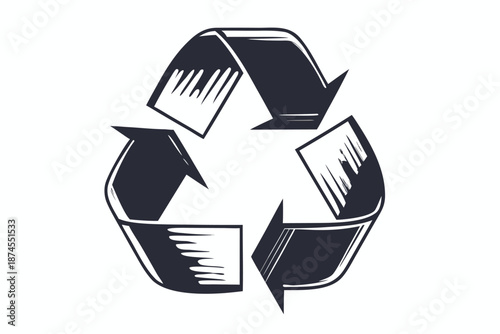 Hand drawn recycling arrows create a modern, stylized, ecofriendly icon