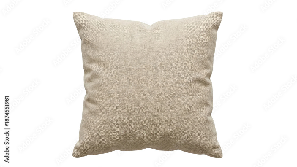 Obraz premium Soft beige pillow placed on a light surface by a window during daytime