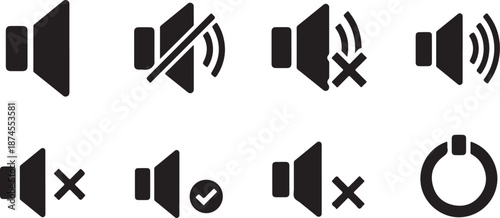 Volume and Sound Control Icons Set Isolated on Transparent Background vector
