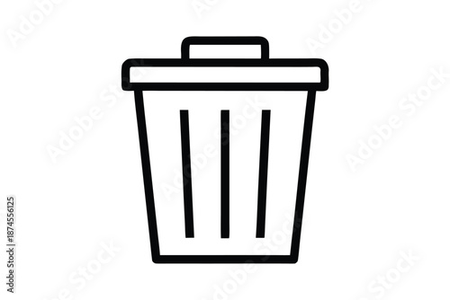 Minimalist trash bin outline displays simplicity and neatness in a single element