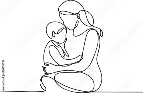 Mother tenderly embracing her child in a warm and intimate moment