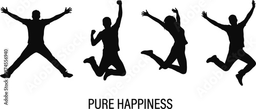 Jumping silhouette of person representing freedom and pure happiness