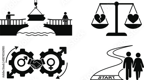 Relationship conflict resolution concept flat design vector illustration