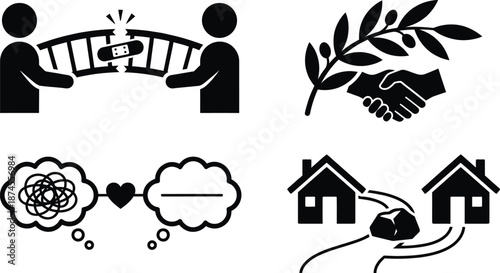 Relationship conflict resolution concept flat design vector illustration