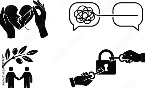 Relationship conflict resolution concept flat design vector illustration