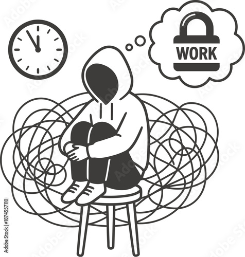 Workplace anxiety concept vector illustration of stressed office worker