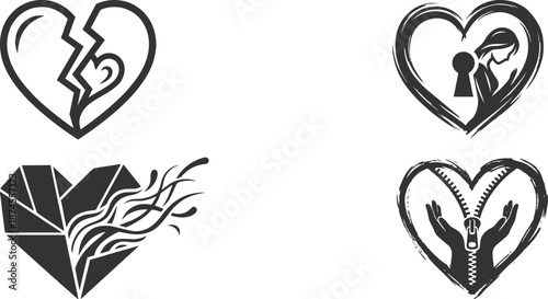 Heart icon opening to reveal inner vulnerability concept illustration