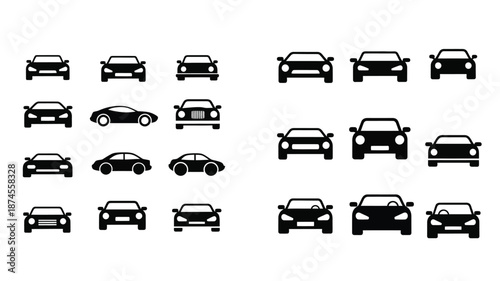 Collection of various car silhouettes ideal for design projects on transparent background