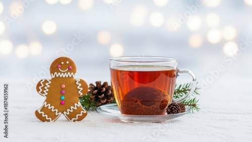 Cozy winter tea with gingerbread