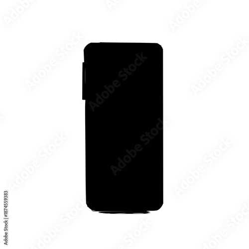 Compact card‑sized emergency power bank illustration in minimalist black line art on crisp white background, clean vector depiction for technology branding