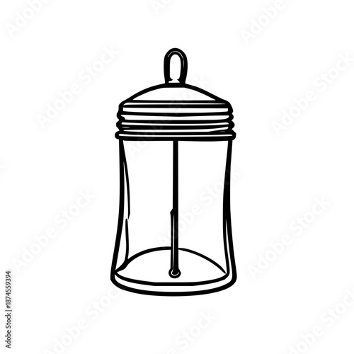Silicone Tea Infuser Vector Illustration – Minimalist Black Line Art, Reusable Tea Ball, Isolated on White Background for Elegant Tea Accessories