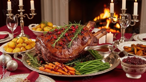 Holiday roast with traditional trimmings