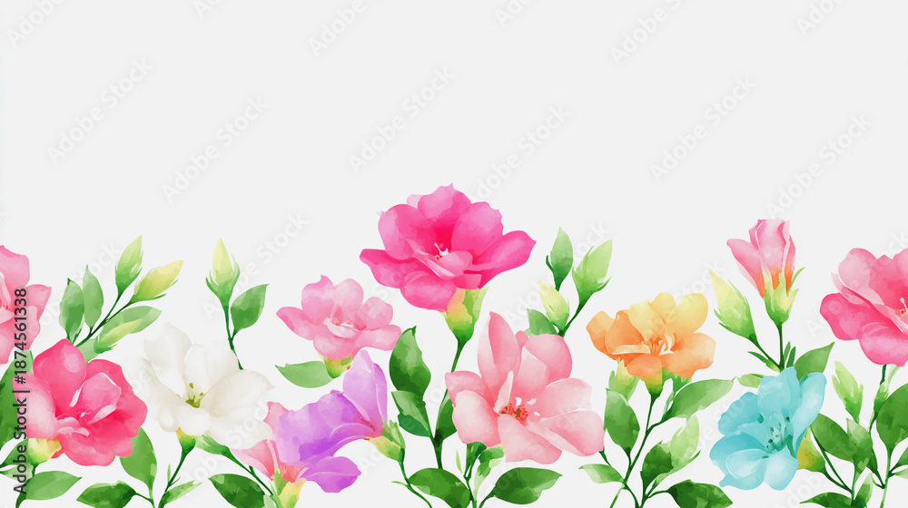 Obraz premium watercolor pictures Natural little a Lilly flower field in a lifestyle style expressing wonder with pastel floral shades and golden lighting harmony