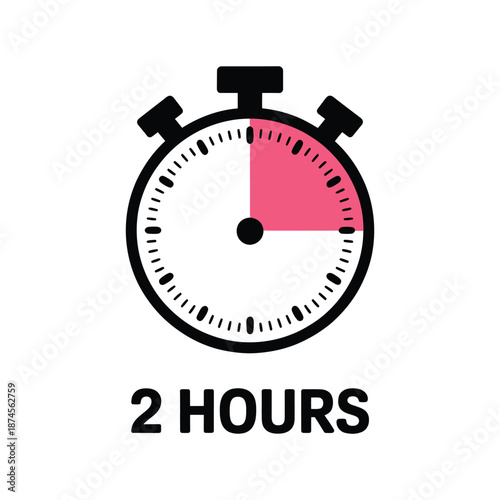 A simple stopwatch illustration with two hours displayed below it