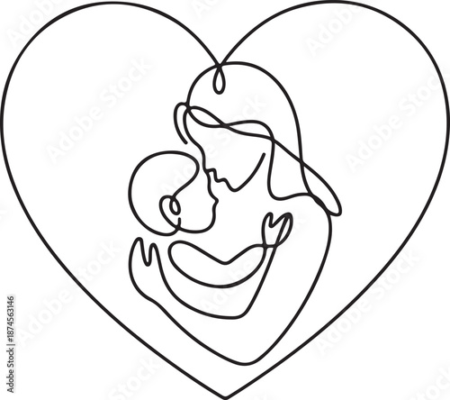 Heartwarming illustration of a mother holding her baby, symbolizing love and family bond