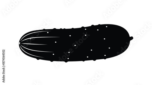Black silhouette of a cucumber vegetable on transparent background