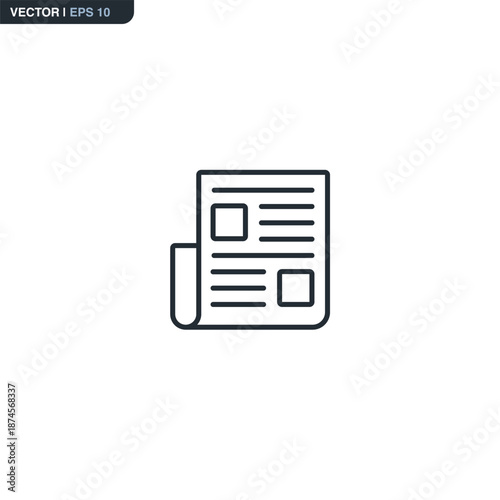 Newspaper, linear style sign for mobile concept and web design