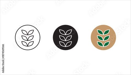 Farm wheat ears icon set, vector template. color editable on white background. eps 10
