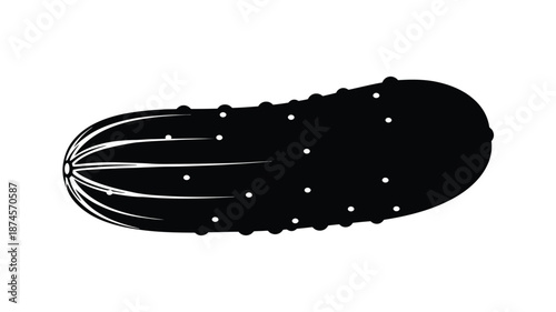 A black silhouette of a cucumber on transparent background
