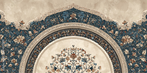 Intricate islamic architecture dome with floral design