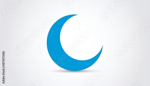Free Download 3D Blue Crescent Moon Symbol on Light Gradient Background Minimalist Design - GFXLoad
