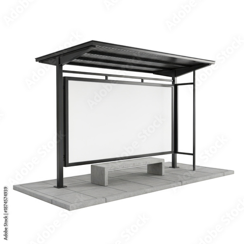 Modern bus shelter isolated on transparent background