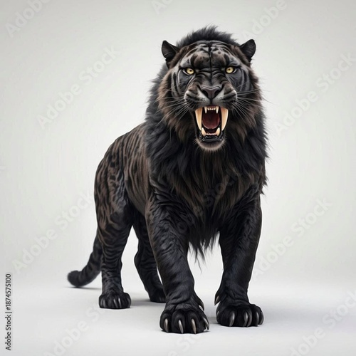 Tiger-lion big catlike on white background