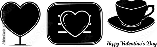 Heart shapes, cup, and message graphic on transparent background