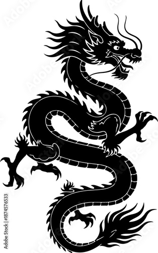 Wallpaper Mural Black Dragon Silhouette Vector Illustration Torontodigital.ca