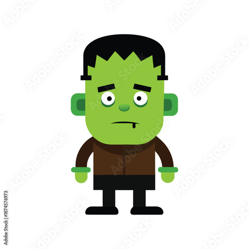 Frankenstein monster cartoon character illustration green creature