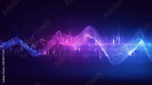 Abstract digital waveform animation glowing lines and dynamic data