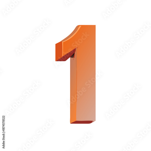 Ai generated image of orange number one isolated on transparent background